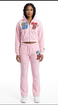 REDFOX WOMEN SWEATSUIT STACKED-PINK