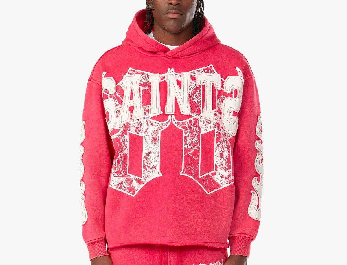 SAINTS PULL-OVER HOODIE-RED