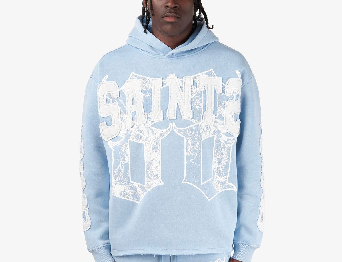 SAINTS PULL-OVER HOODIE-LT BLUE