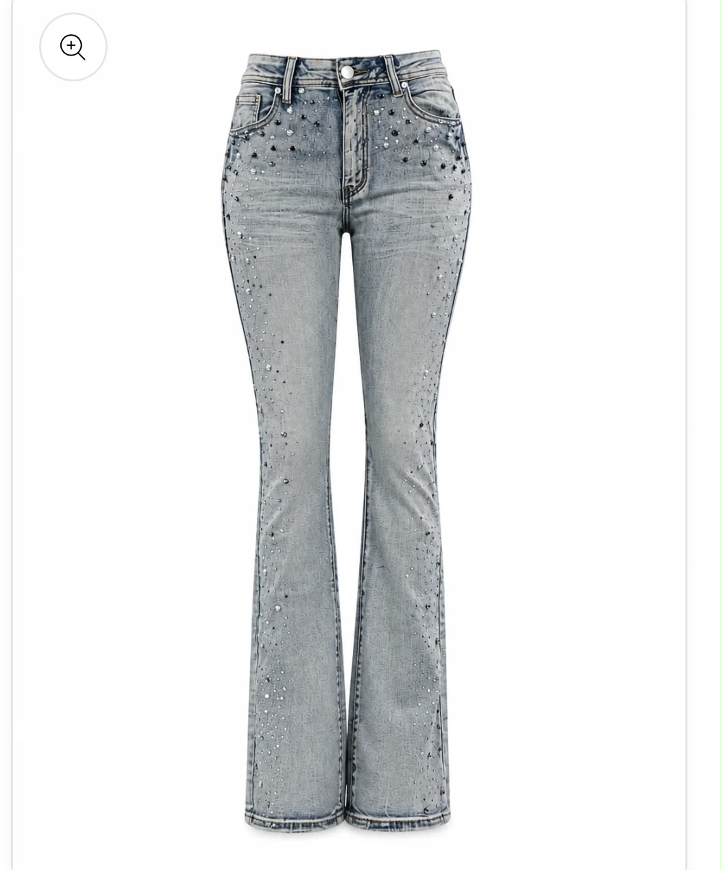 REDFOX RHINESTONE WOMEN STACKED JEANS-BLUE