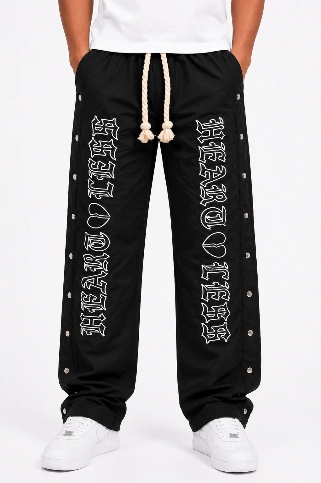 FOCUS HEARTLESS NYLON PANTS-Black