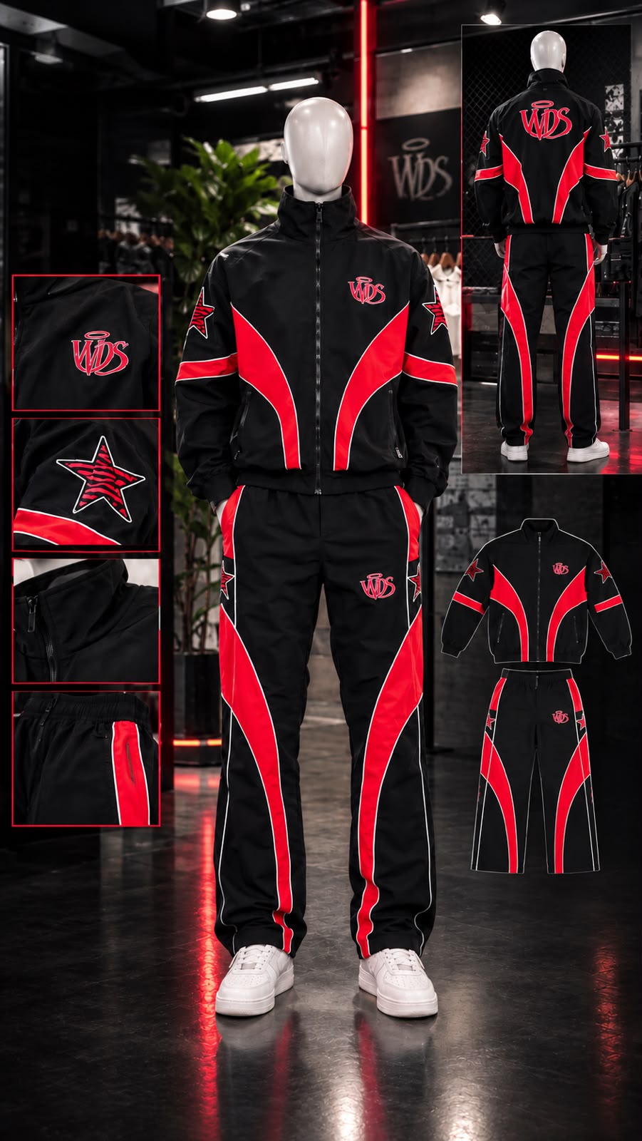 WDS NYLON SET(Black/ RED) (WDS-4J001B)