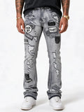 VICIOUS MEN’S PATCHWORK STACKED JEANS -GREY