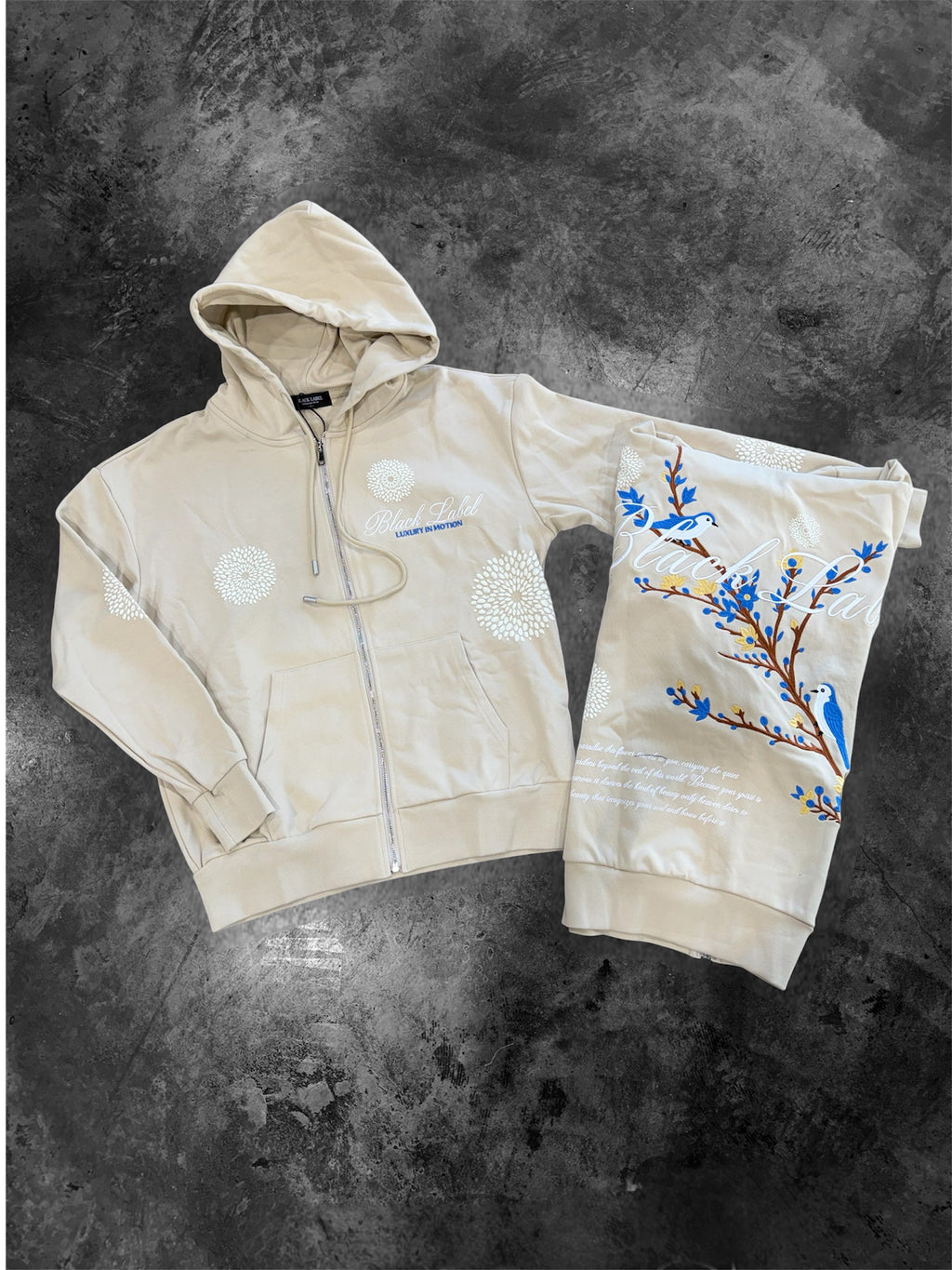 BLACK LABEL-ZIP-UP HOODIE -BEIGE