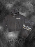 BLACK LABEL-ZIP-UP HOODIE-BLACK