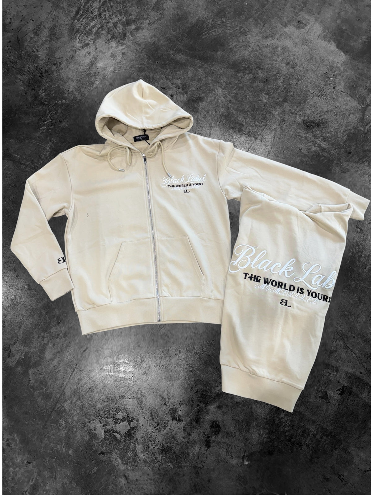 BLACK LABEL-ZIP-UP HOODIE-KHAKI