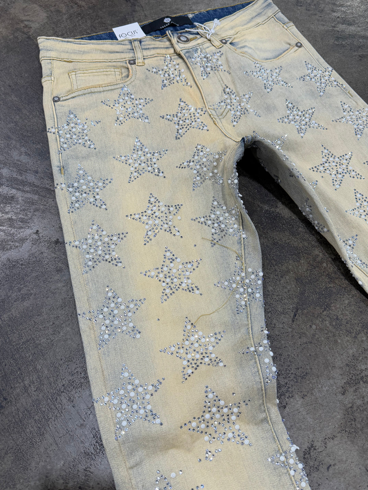 Focus Rhinestone Star Stacked Jeans