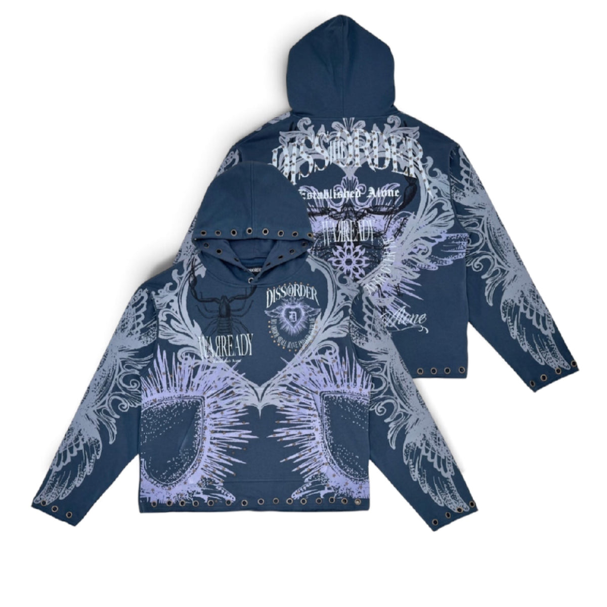Diss the order pull over hoodie-Indigo