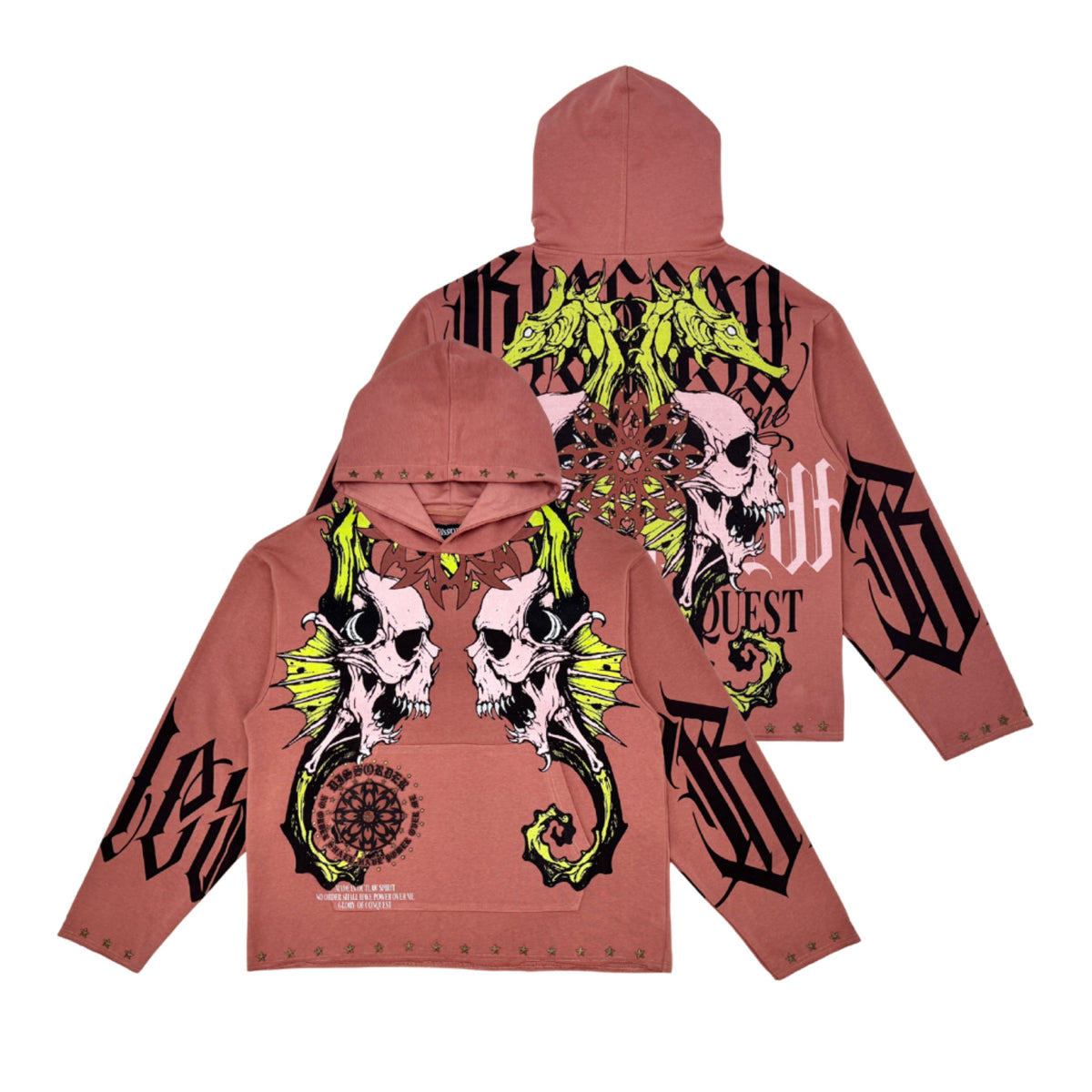 Diss the order pull over hoodie-pink