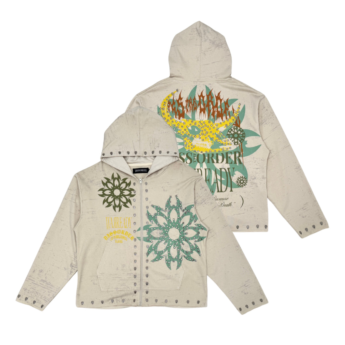 Diss the order pull over hoodie-Cream