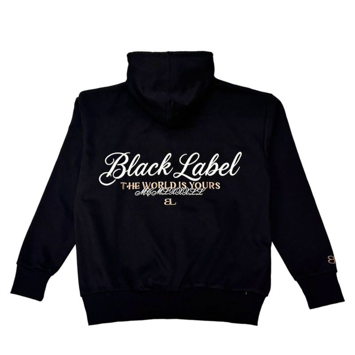 BLACK LABEL-ZIP-UP HOODIE-BLACK