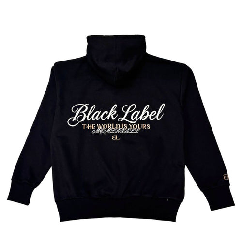 BLACK LABEL-ZIP-UP HOODIE-BLACK
