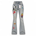 REDFOX WOMENS PATCH STACKED JEANS- blue