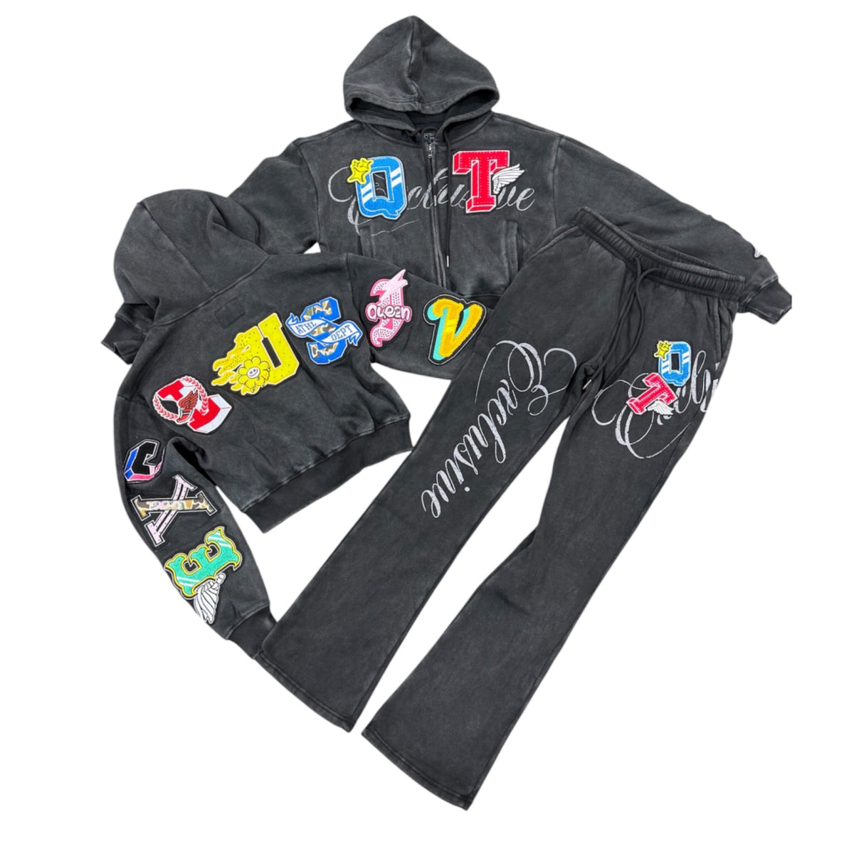 REDFOX-WOMENS STACKED SWEATSUIT-BLACK