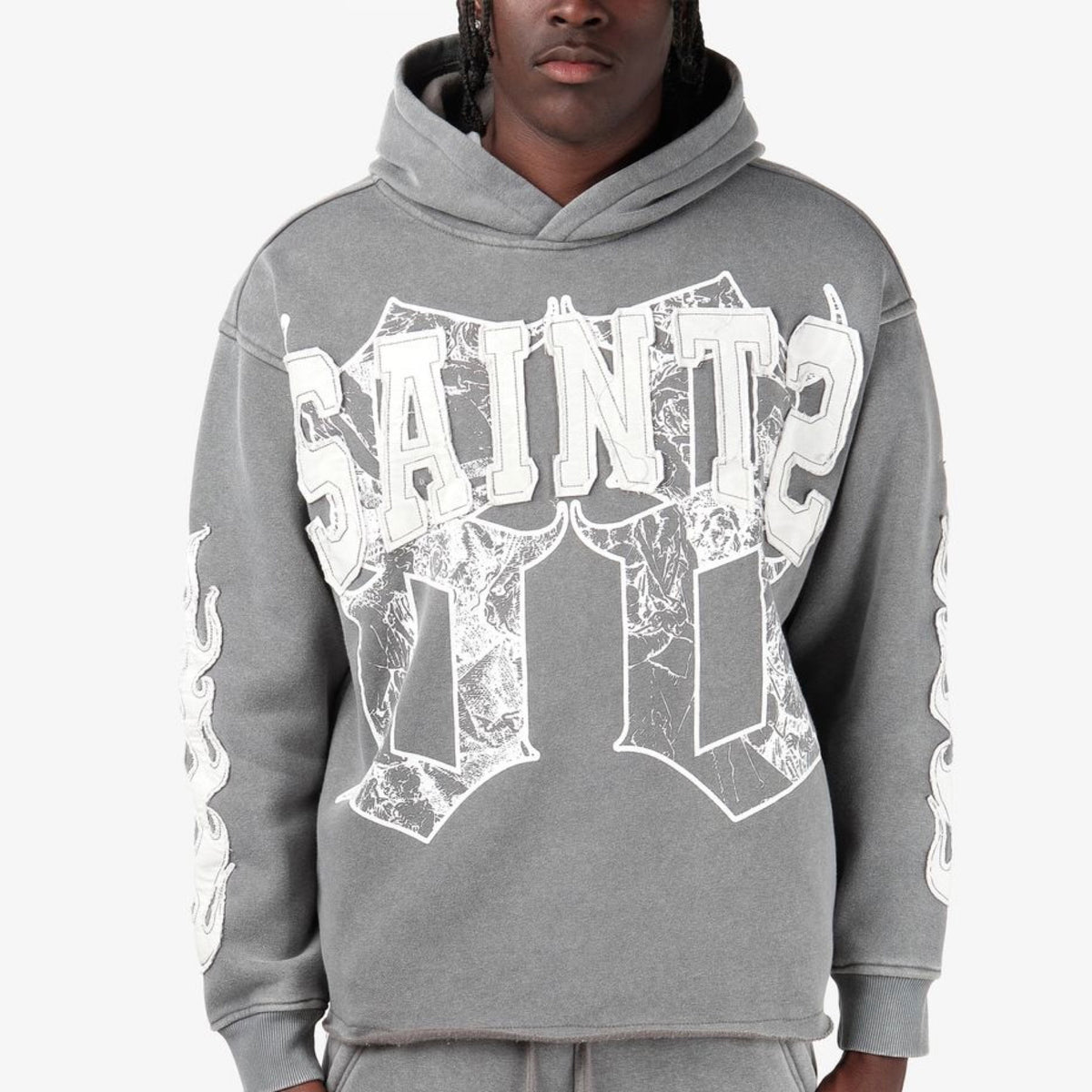 SAINTS PULL-OVER HOODIE-GREY