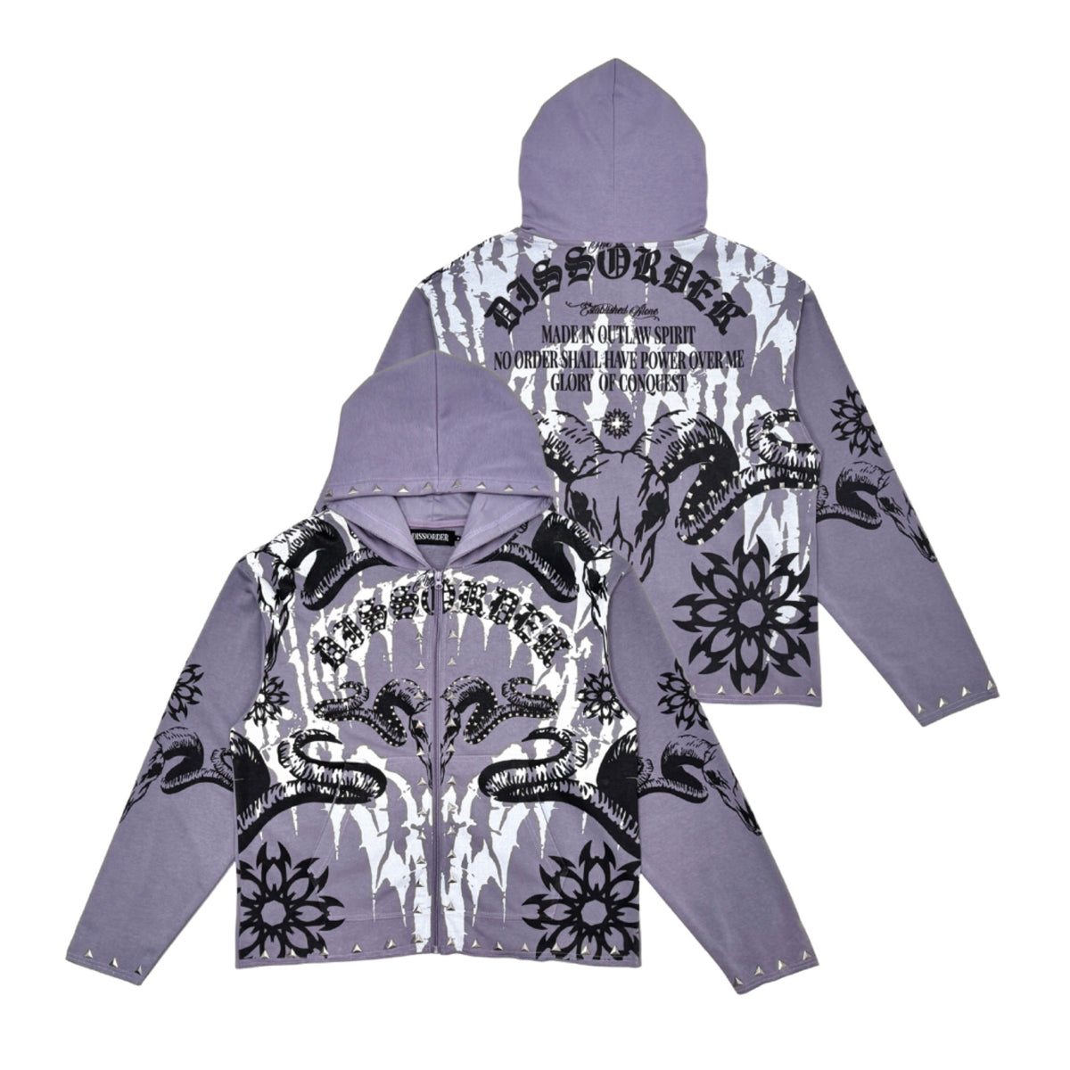 Diss the order pull over hoodie-Lavender