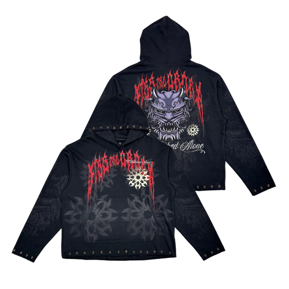 Diss the order pull over hoodie-Black