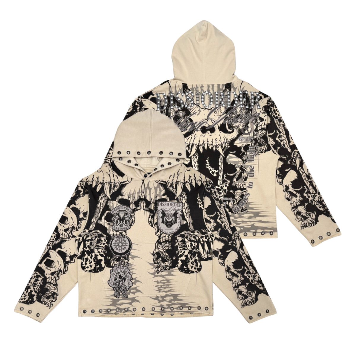 Diss the order pull over hoodie-Light khaki